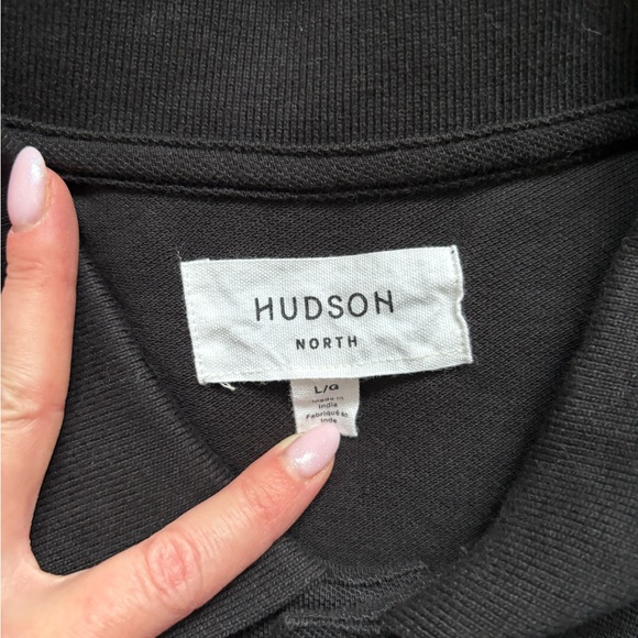 Men’s Hudson North Everyday Long-Sleeve Polo Shirt. Black. Size Large. - Picture 3 of 5